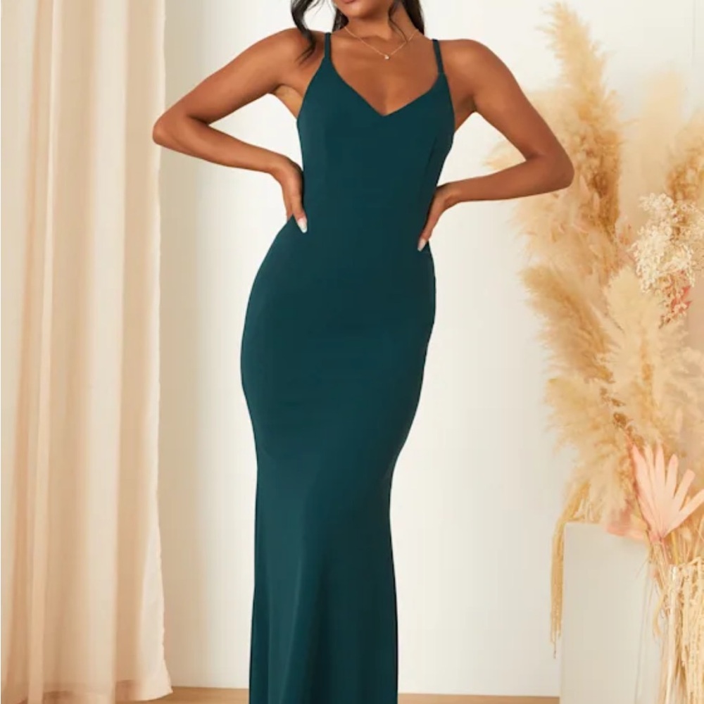 Lulu's Elegant Teal Maxi Dress